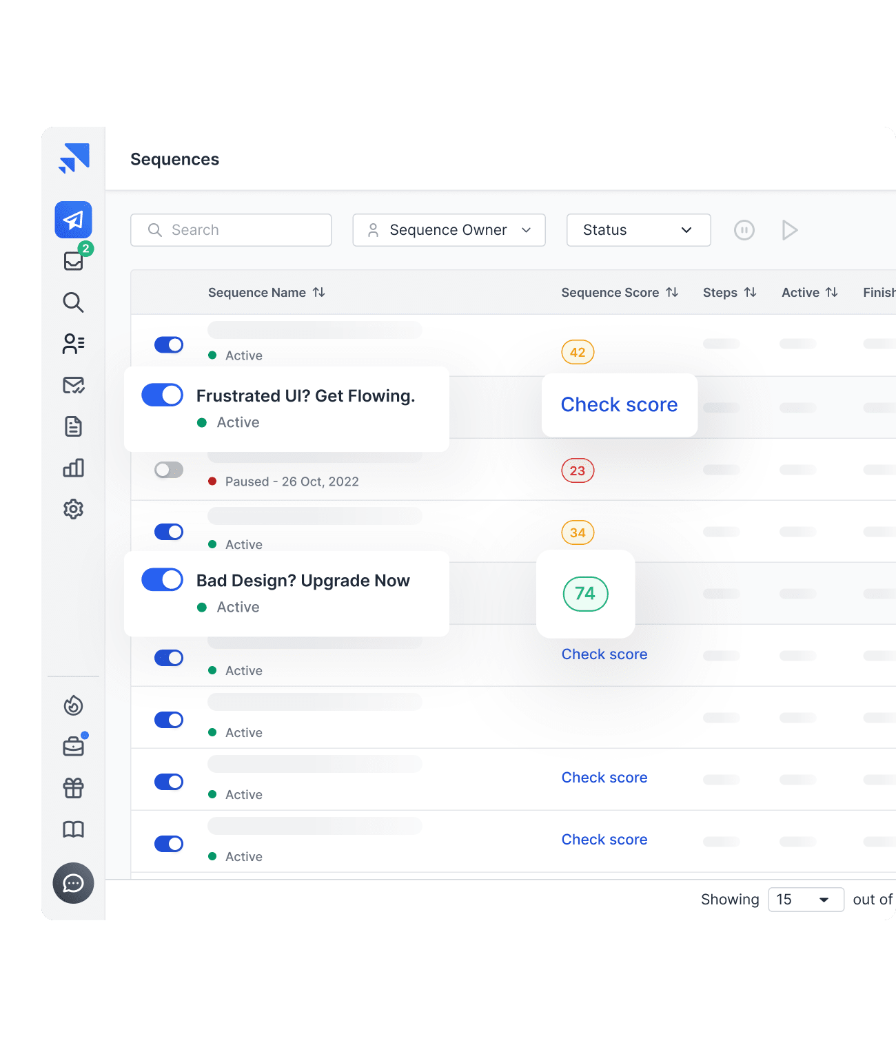 Email Sequences interface